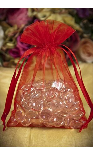 5" X 7" SHEER POUCHES BAG RED PKG/12