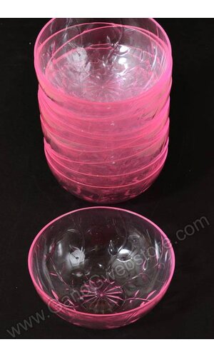 5.5" CLEAR BOWL W/OLIVE LEAVES CLEAR PINK PKG/12