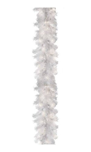12" X 9FT PINE GARLAND W/100 LIGHTS CLEAR WHITE