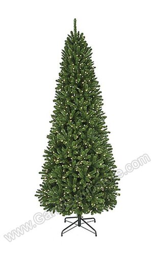 12FT LIT SLIM THUNDER BAY PINE TREE W/2150 CLEAR LIGHT BULBS GREEN