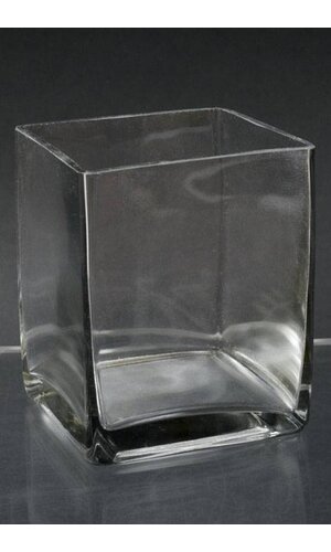 4" X 4" X 5" GLASS SQUARED VASE CLEAR
