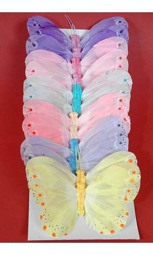 5" PASTEL BUTTERFLY ASSORTED PKG/12