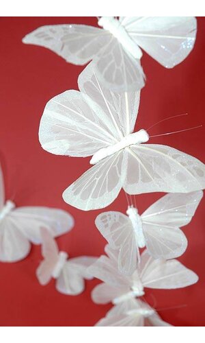 6' X 4" & 7" BUTTERFLY GARLAND WHITE