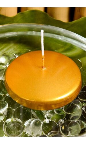 3" METALLIC DISC FLOATING CANDLE GOLD