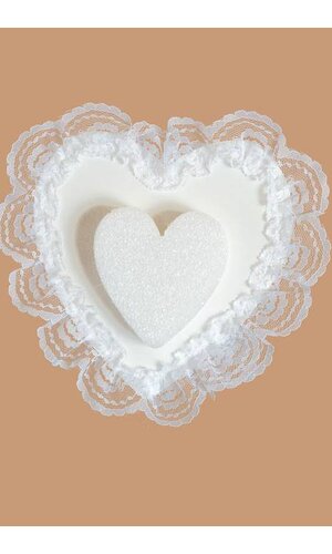 9" X 10" PAPER HEART WITH LACE & STYROFOAM WHITE