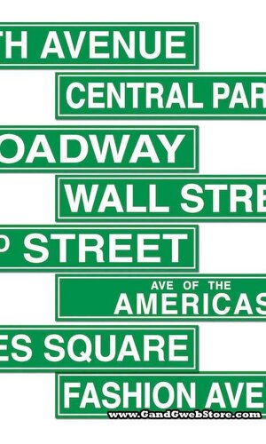 NYC STREET SIGN COTOUT GREEN/WHITE SET/4