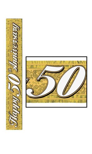 5FT METALLIC 50TH ANNIVERSARY BANNER GOLD