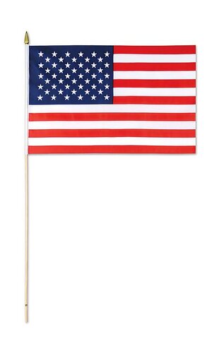 11" X 18" RAYON AMERICAN FLAG W/30" STICK