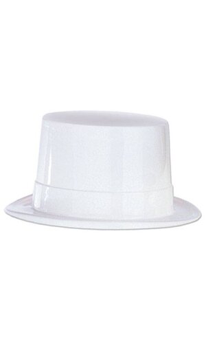 11" X 9.5" PLASTIC TOPPER HAT WHITE PKG/6