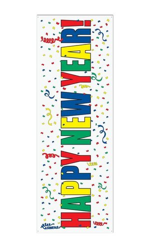 5FT X 21" HAPPY NEW YEAR SIGN BANNER MULTI-COLOR