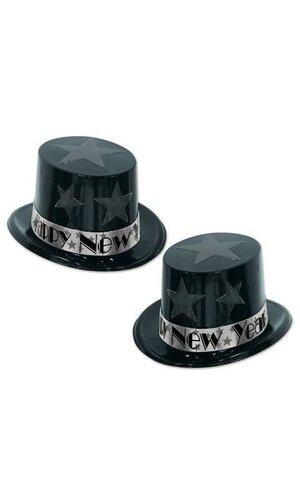 NEW YEAR'S STAR TOPPERS BLACK/SILVER PKG/5