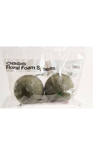 6" NETTED FLORAL FOAM SPHERE GREEN PKG/2