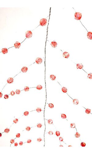 48" IRIDESCENT BEADED GARLAND PINK/RED EA