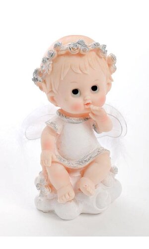 6.5" CERAMIC BABY BOY ANGEL ON CLOUD
