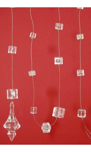72" ACRYLIC SQUARE BEAD GARLAND CLEAR EA