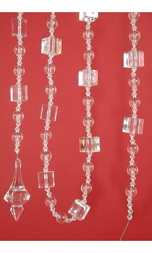 72" ACRYLIC SQUARE ROUND FACET BEAD GARLAND CLEAR EA