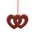 10.5" GLITTER DOUBLE OPEN HEART HANGING RED