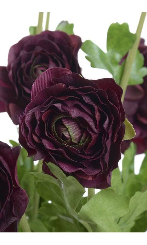 Arcadia Silk Plantation 24 Hx36 Wx20 L Hydrangea /Ranunculus/Rose/Petunia in Ceramic Container Eggplant Cre