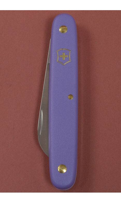 4 Swiss Floral Straight Knife Violet Handle 