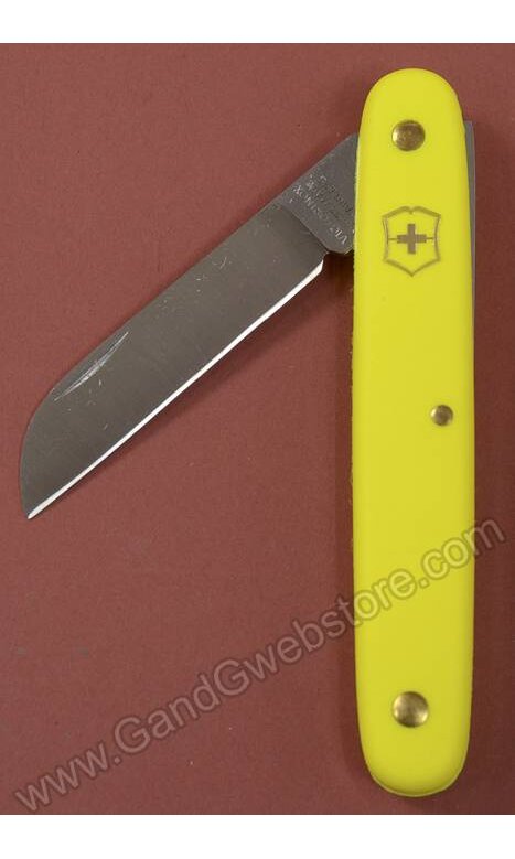 4 Swiss Floral Straight Knife Yellow Handle 