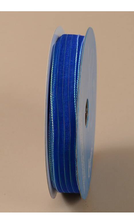 5/8 X 50yds Striped Chiffon Ribbon Royal Blue #3