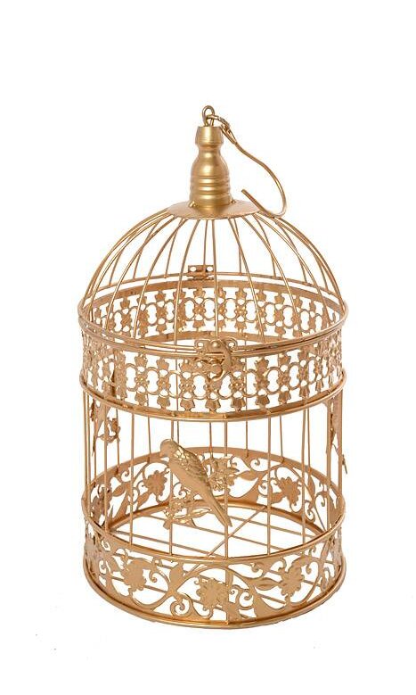 Bird Cage Gold Metal 17" Tall and 10" Wide 