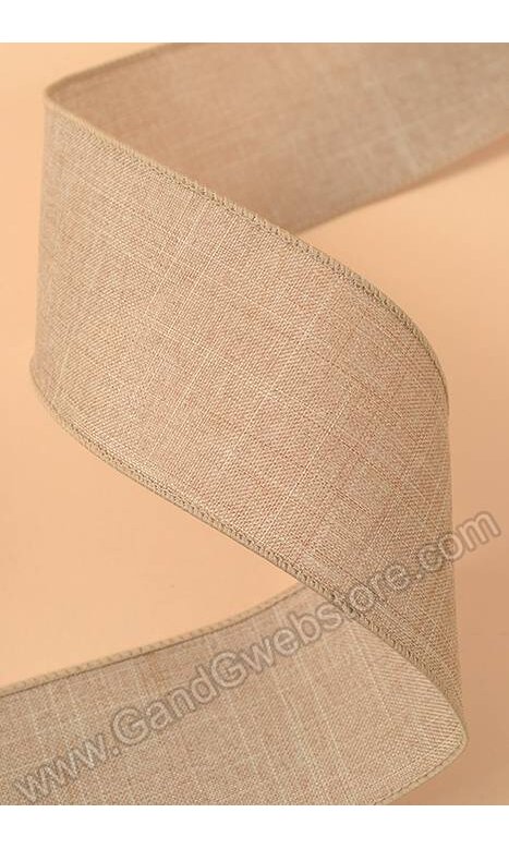 2.5 X 50yds Wired Linen Ribbon Natural