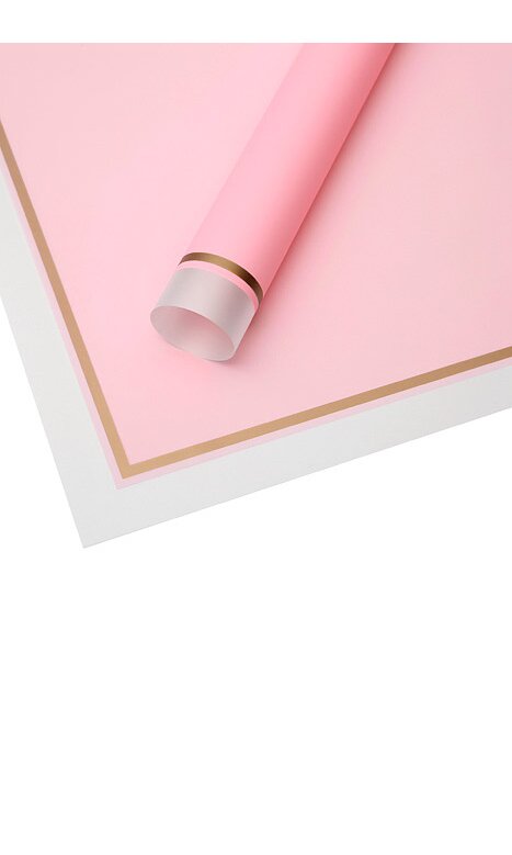 22.5 Gold Edge Flower Wrapping Paper Pink Pkg/20