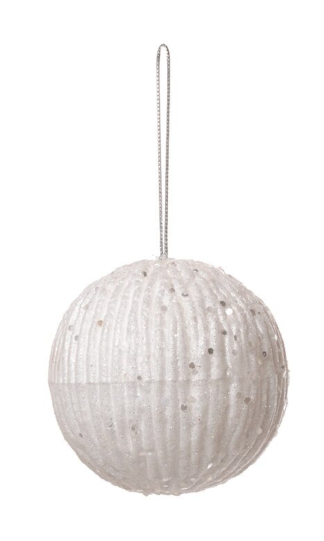 100Mm Styrofoam Ball Ornament W/Glitter White-Gandgwebstore.com