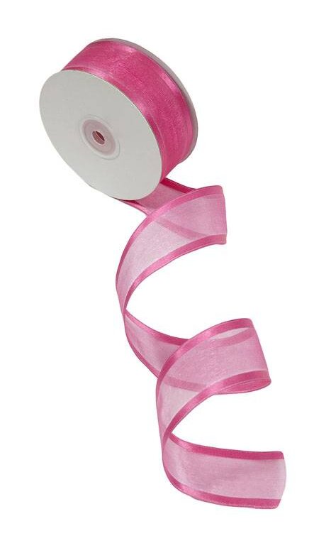 Wired Sheer Ribbon W/satin Edge Hot Pink #09