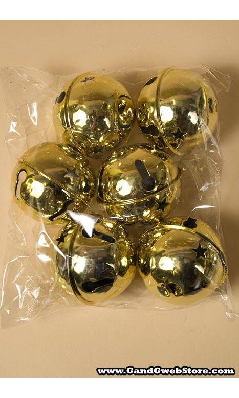 Jingle Bell Ornaments (large version) - 6 Pack - Burnished Gold