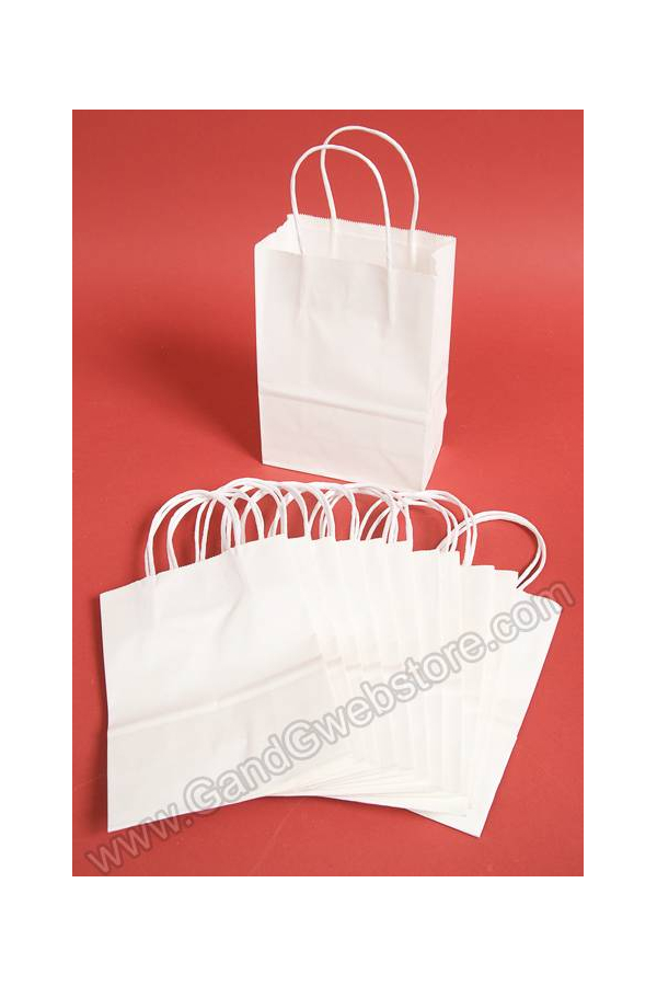6" X 8.25" X 3" KRAFT SHOPPING BAG WHITE PKG/12