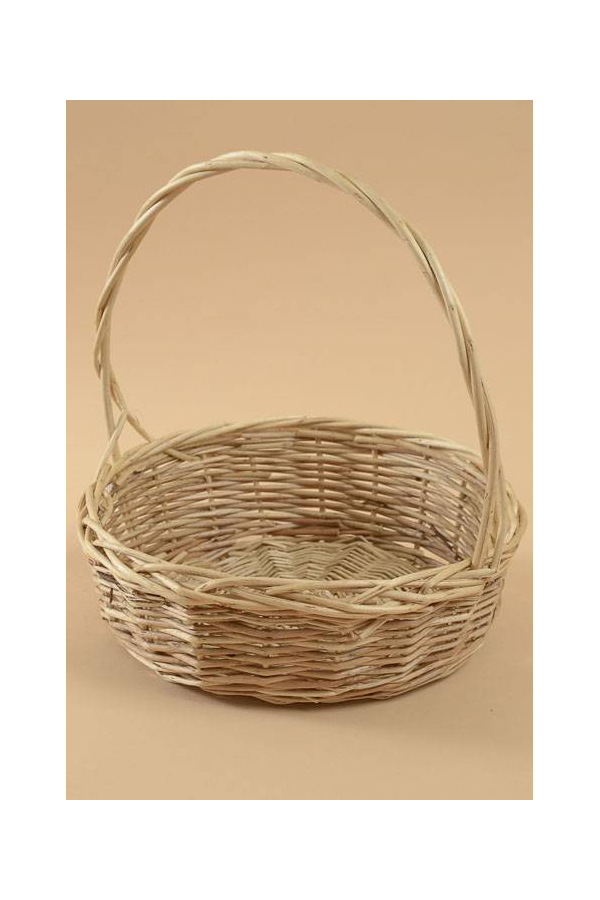 13.5" X 14" ROUND WILLOW BASKET W/HANDLE NATURAL