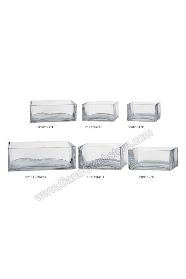 8" X 8" X 4" SQUARE VASE CLEAR