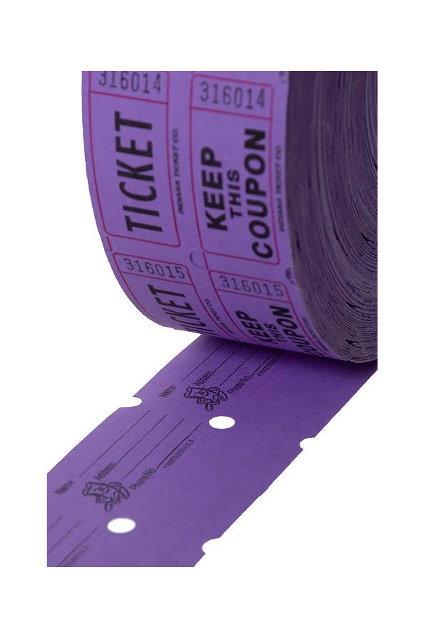 DOUBLE ROLL RAFFLE TICKET PURPLE 1000/ROLL