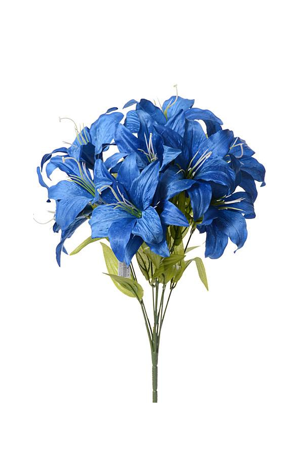 18" SILK TIGER LILY BUSH X11 ROYAL BLUE