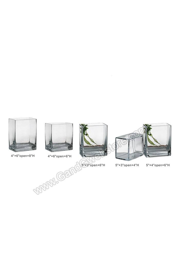 5" X 3" X 4" RECTANGULAR VASE CLEAR