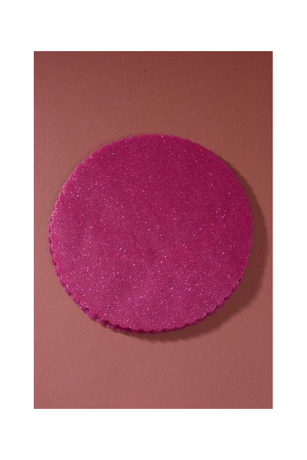 9" SCALLOPE ROUND TULLE W/GLITTER HOT PINK PKG/50
