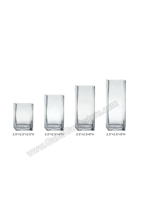 2.5" X 2.5" X 8" SQUARE VASE CLEAR