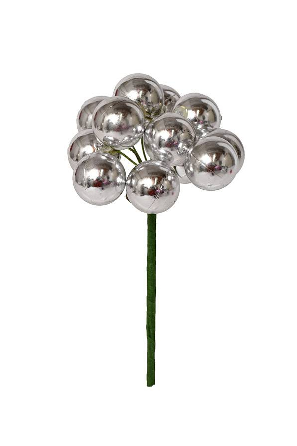 20mm Shiny Stem Ball W/wire Silver Pkg/12