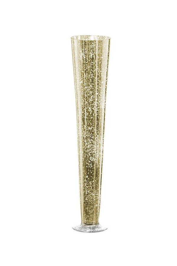 4.25" X 19.5" MERCURY GLASS TRUMPET VASE GOLD