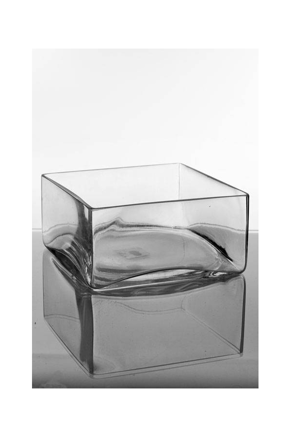 8" X 8" X 4" SQUARE VASE CLEAR