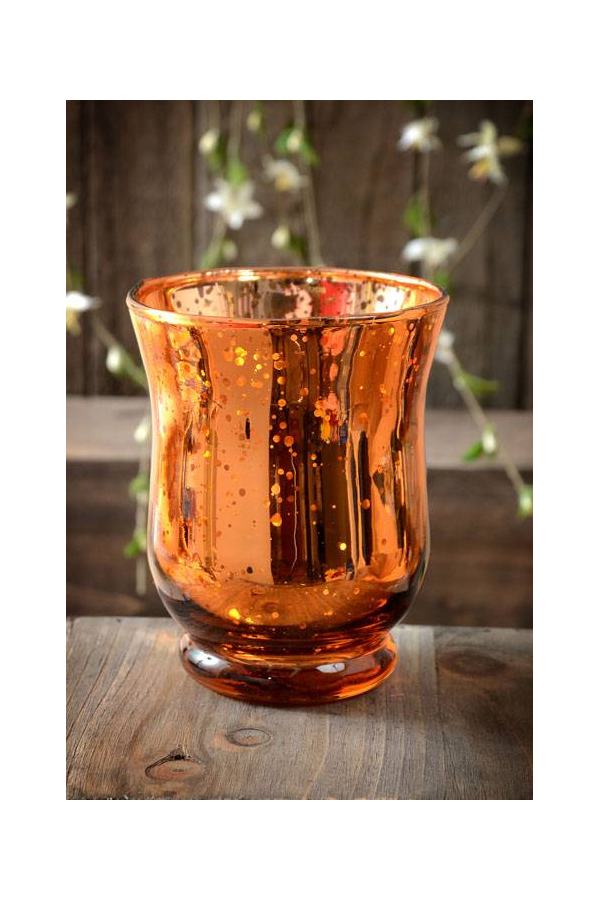 4" MERCURY GLASS CANDLE HOLDER AMBER
