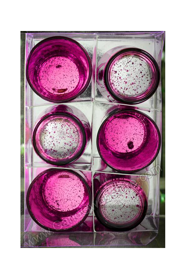 2.5" MERCURY GLASS VOTIVE HOLDER FUCHSIA PKG/6