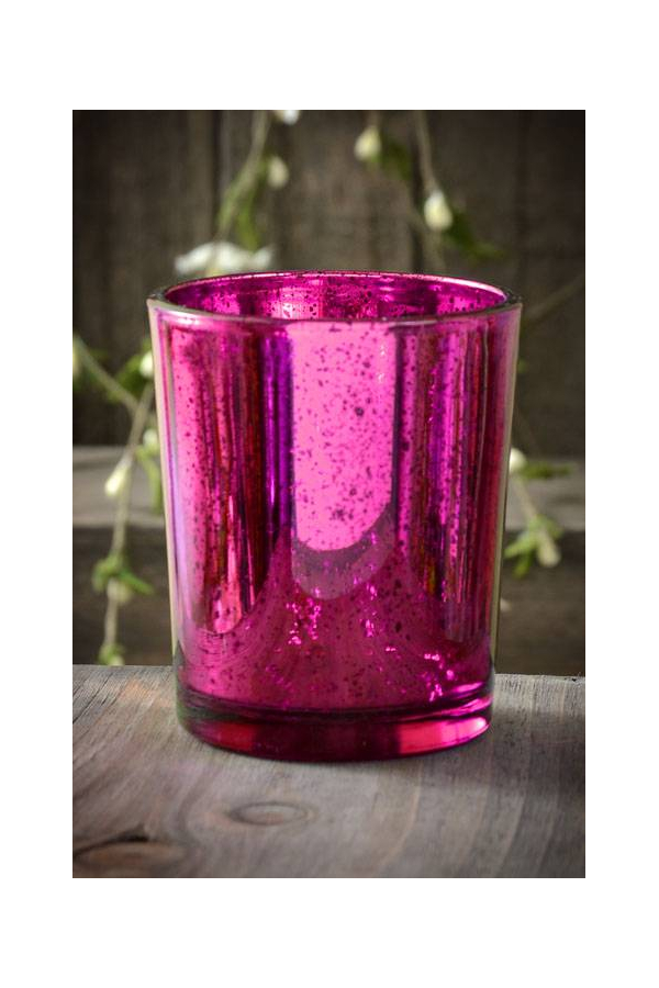 2.5" MERCURY GLASS VOTIVE HOLDER FUCHSIA PKG/6