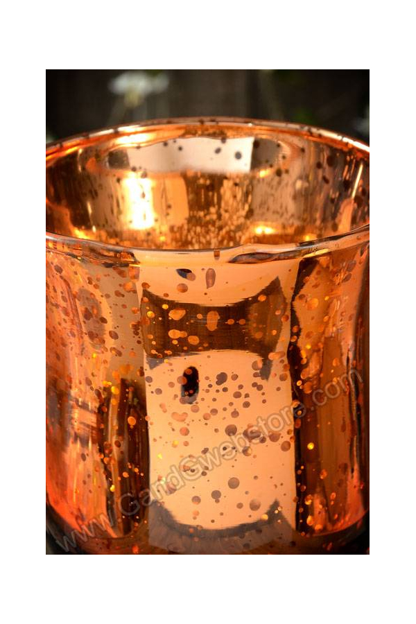 4" MERCURY GLASS CANDLE HOLDER AMBER