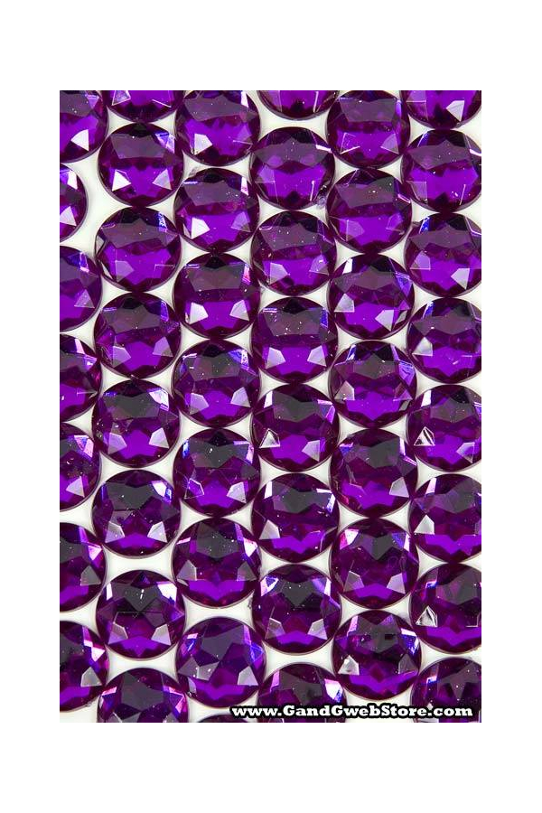 14MM ACRYLIC FLAT BACK FACETED RHINESTONE DARK PURPLE PKG/80 APPROXIMATELY