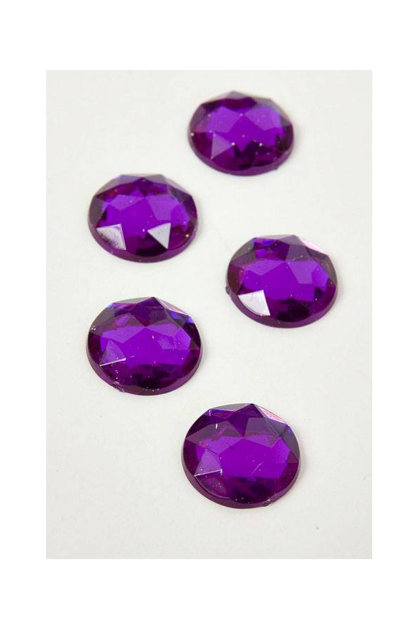 14MM ACRYLIC FLAT BACK FACETED RHINESTONE DARK PURPLE PKG/80 APPROXIMATELY