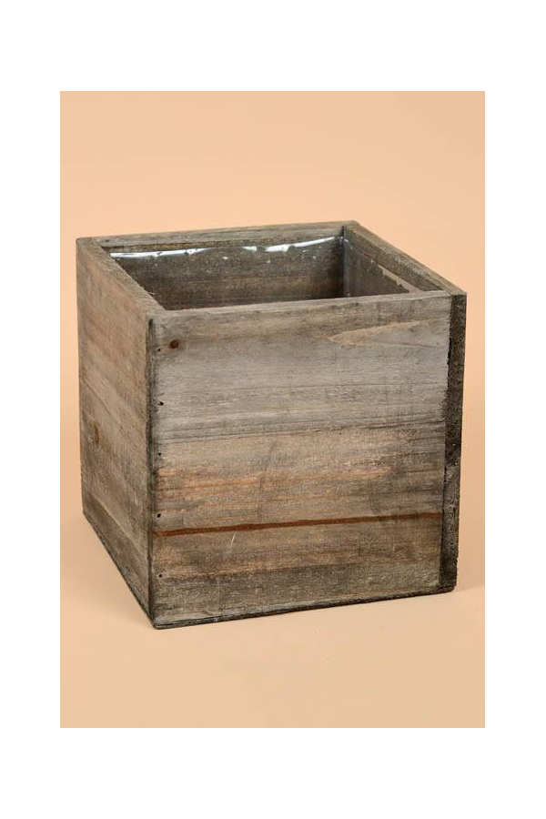 7" SQUARE WOODLAND PLANTER NATURAL